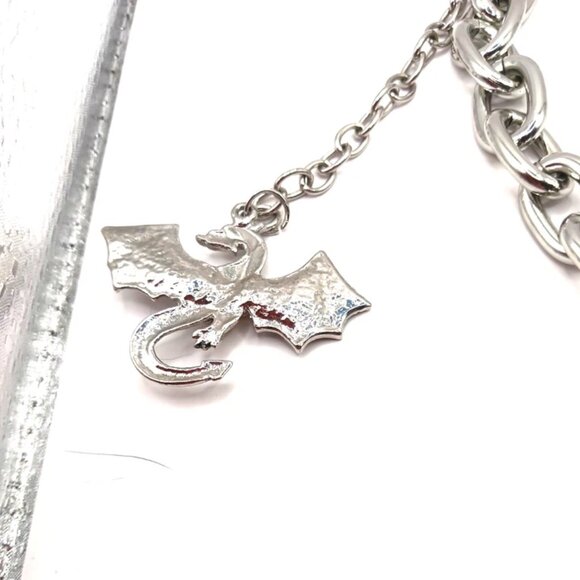 Dragon Heavy Metal Single Layer Silver Tone Chain 22 Inches Long - Picture 6 of 8